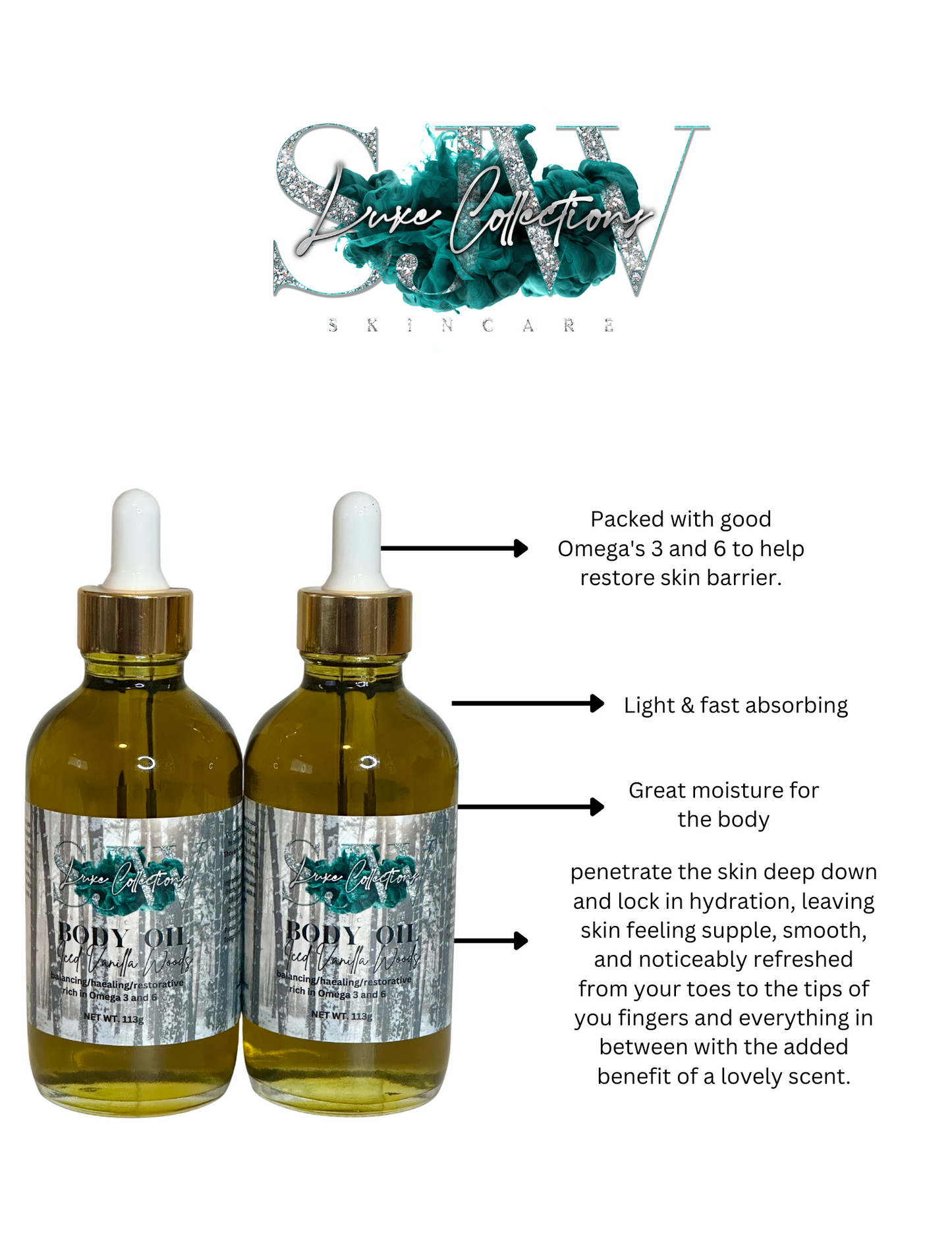 Iced Vanilla Woods Luxury Body Oil (For Men)